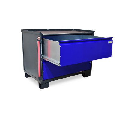 System-Gitterbox mit Blechwänden LCB I - mit Rollen