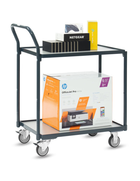 Kompakter Tischwagen Basic mit 2 Böden im Rahmen liegend - Fetra