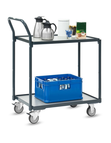 Kompakter Tischwagen Basic mit 2 Böden im Rahmen liegend - Fetra