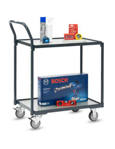 Kompakter Tischwagen Basic mit 2 Böden im Rahmen liegend - Fetra