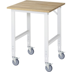 Fahrbarer, höhenverstellbarer Arbeitstisch "Serie Tom" mit Buche 25 mm 2