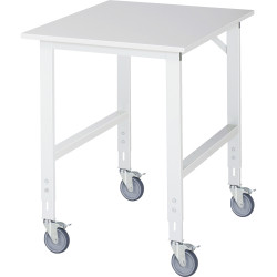 Fahrbarer, höhenverstellbarer Arbeitstisch "Serie Tom" mit Melamin 22 mm