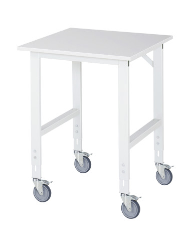Fahrbarer, höhenverstellbarer Arbeitstisch "Serie Tom" mit Melamin 22 mm