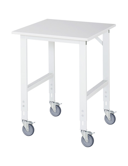 Fahrbarer, höhenverstellbarer Arbeitstisch "Serie Tom" mit Melamin 22 mm