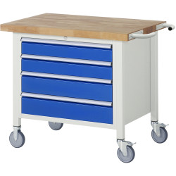 Fahrbare Werkbank - 4 Schubladen -  Mit XL-Schubladen
