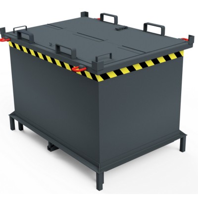 Automatischer Klappbodenbehälter, Deckel, Zentrierwänden, Kranösen - Füße