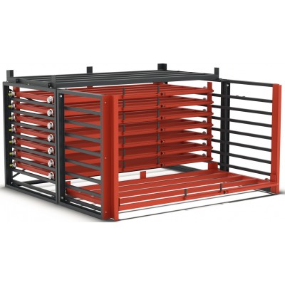 Schubfachregal für Bleche - ohne Tiefenauflagen