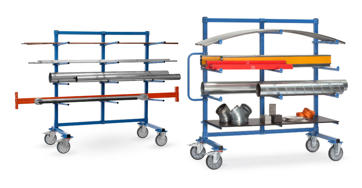 Tragarmwagen für den sicheren Transport von Langgut und Profilen