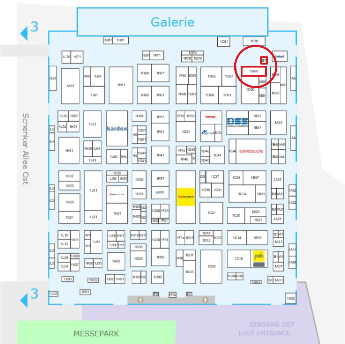 Hallenplan mit Bartels Standort